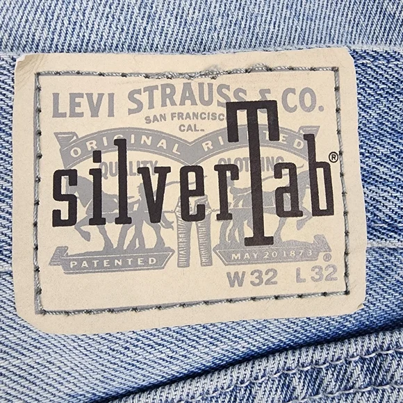 Levi's Silvertab Loose Fit Distressed Light Blue Jeans Mens Size 32x32 NWT